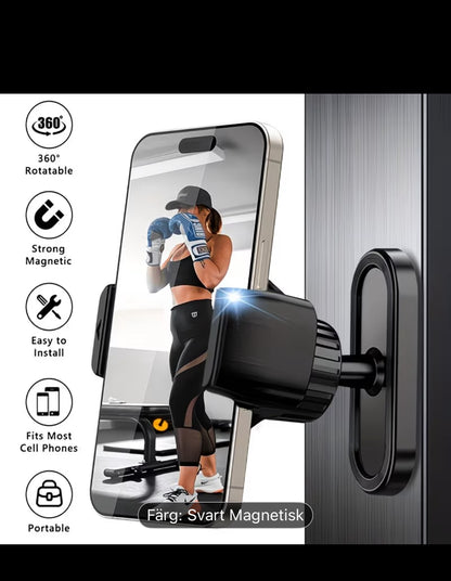 Magnetisk mobilhållare för gymmet