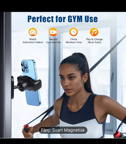 Magnetisk mobilhållare för gymmet